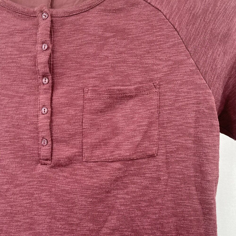 PRANA Top Women's Medium M Henley Pullover Tee Soft Mixed Media Athleisure Mauve - Picture 4 of 6